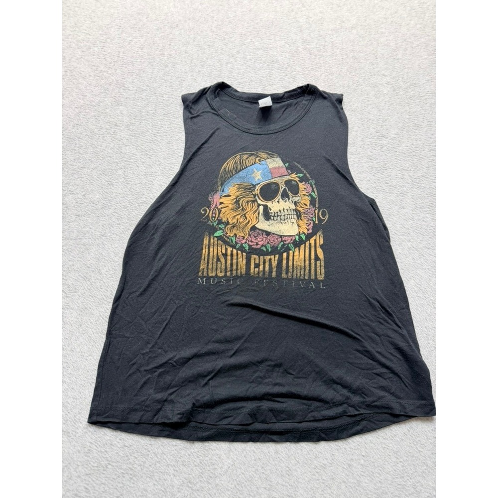 Austin City Limits 2019 Music Festival Skull Graphic Muscle Tank Top Black XS